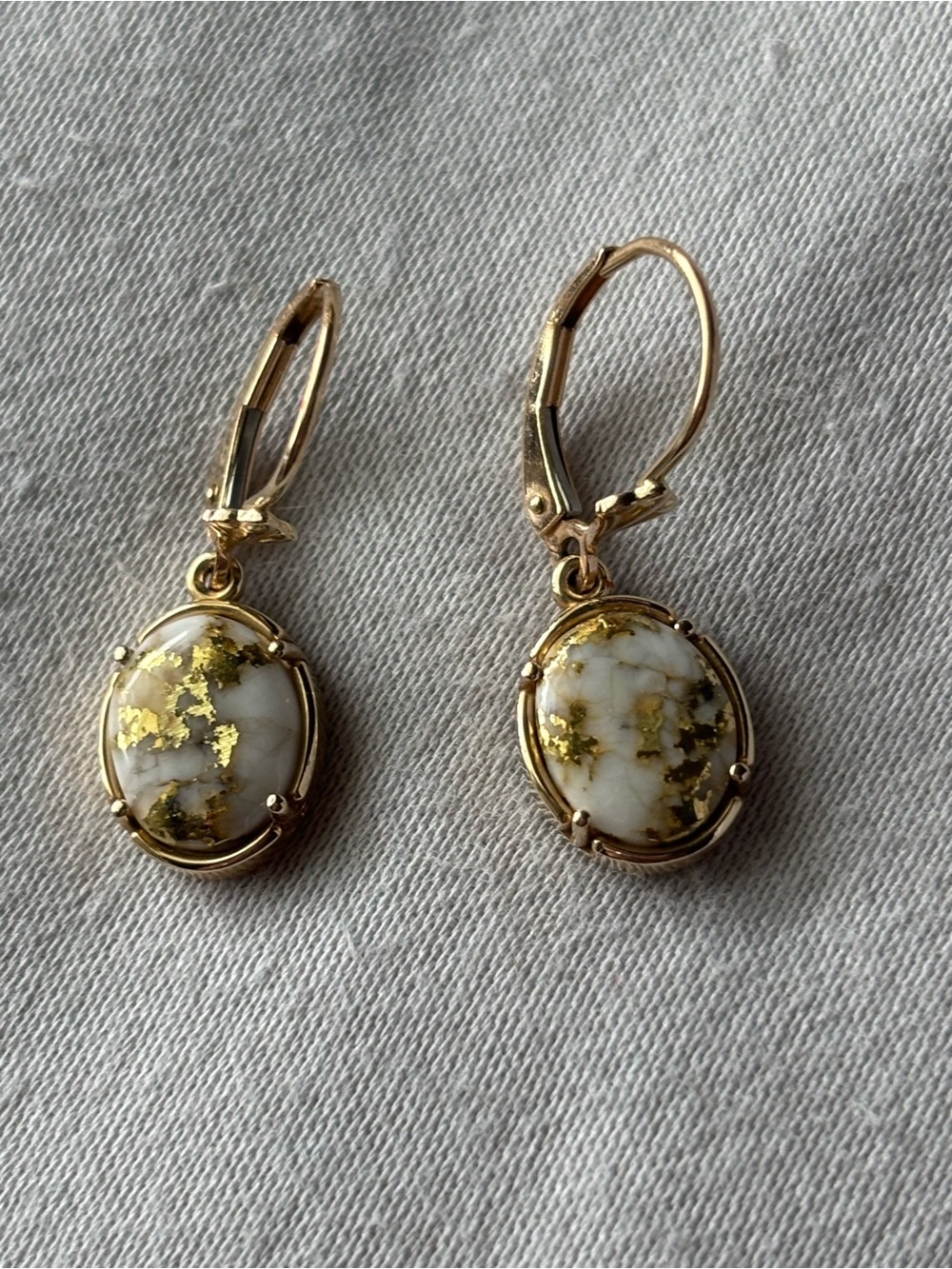 Beautiful Gold Quartz Alaska 14K Leverback Drop Earrings - Women Jewelry